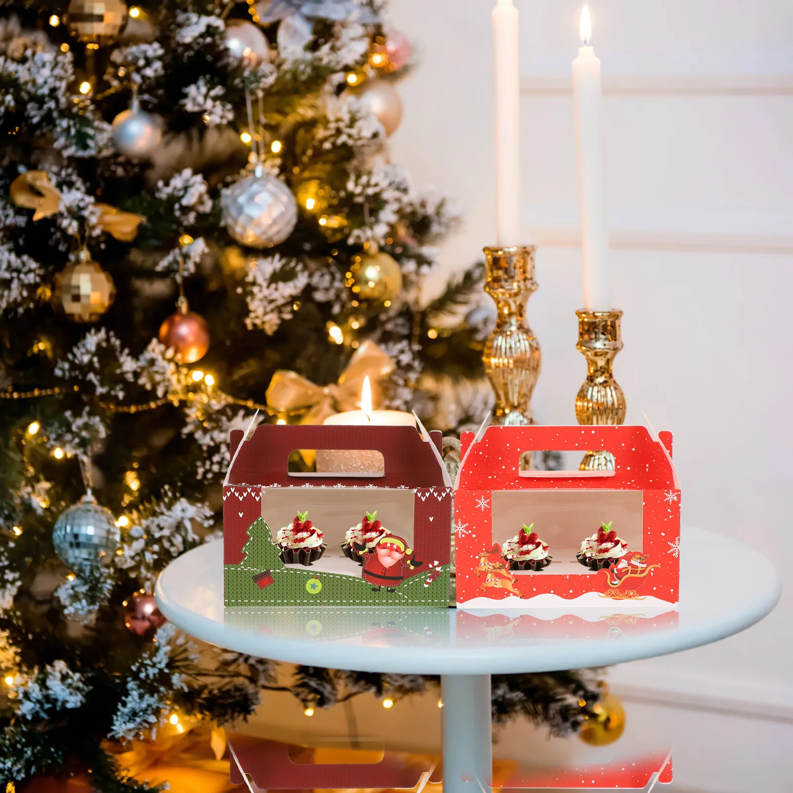 

10 шт., коробки для упаковки тортов, рождественские коробки для десертов, разные цвета, практичные подарочные контейнеры для хранения рождественских кексов