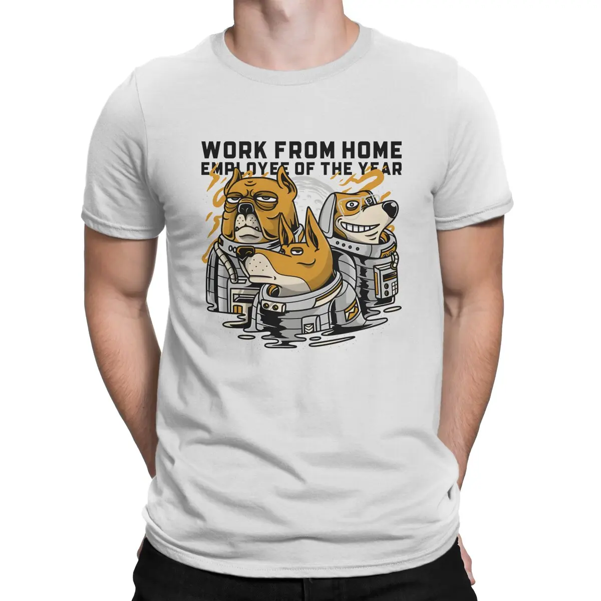 Work From Home Employee OF The Year Cute Dog Man TShirt Cute Individuality T Shirt Harajuku Streetwear Hipster