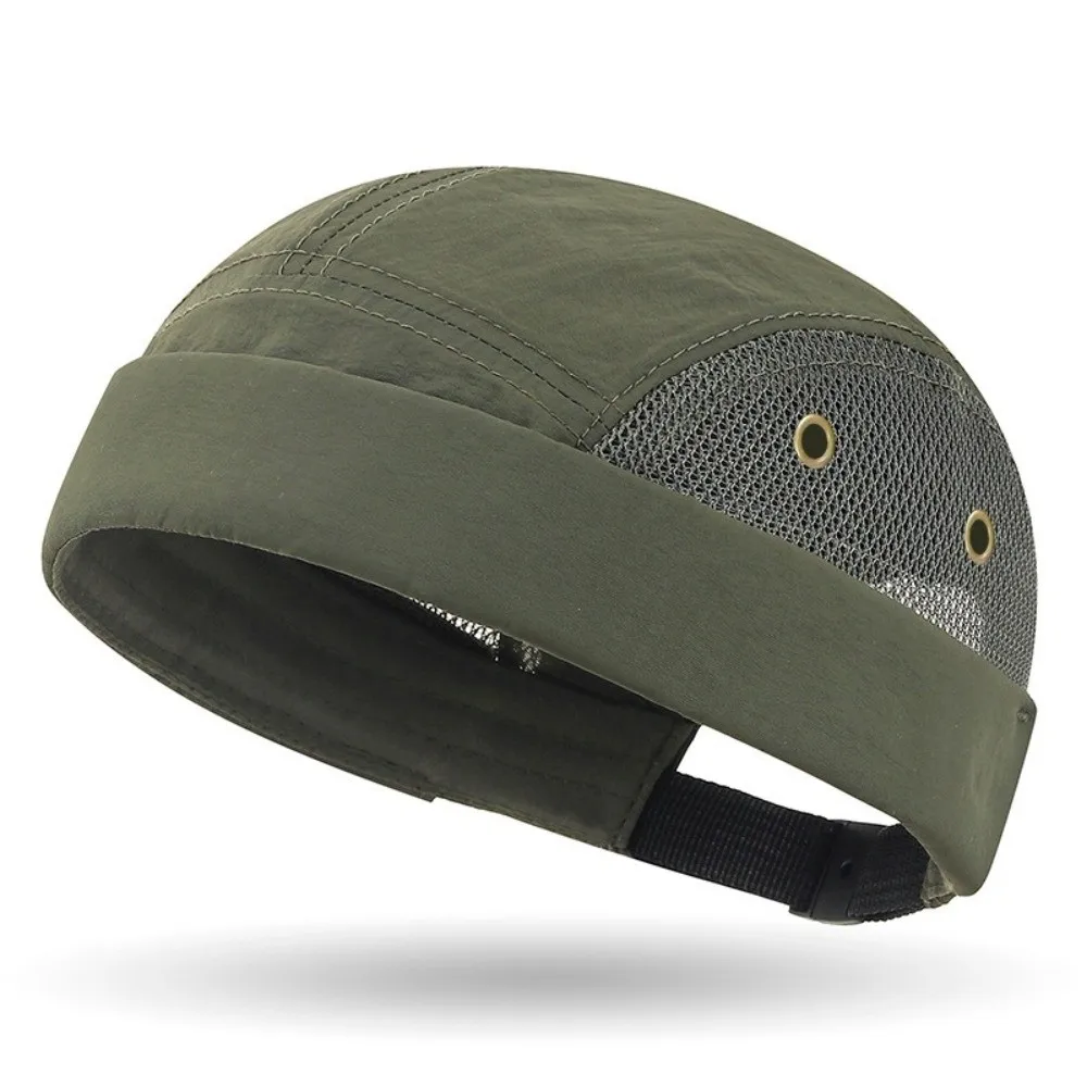 Fashion Hip Hop Docker Cap Solid Color Brimless Sailor Cap Breathable Mesh Adjustable Brimless Beanie Men