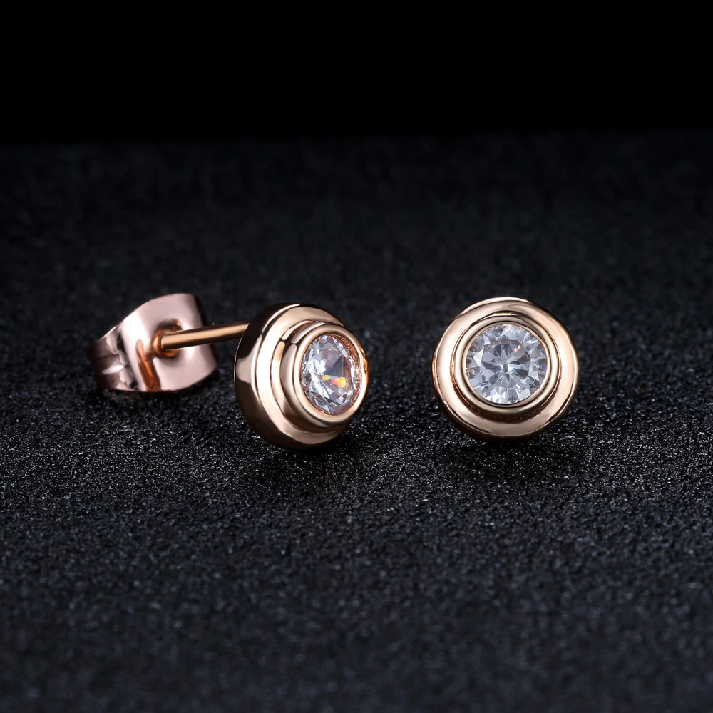 ZHOUYANGM Simple Style Cubic Zirconia RoseGold Color / Silver Color Stud Earrings Fashion Jewelry Gift ZYE809 ZYE810