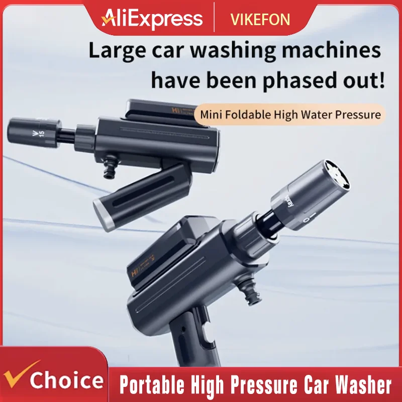 Portable High Pressure Car Washer 120W Max Power 4000mAh Rechargeable Battery 5m PVC Hose with Adjustable Nozzle Foam Sprayer