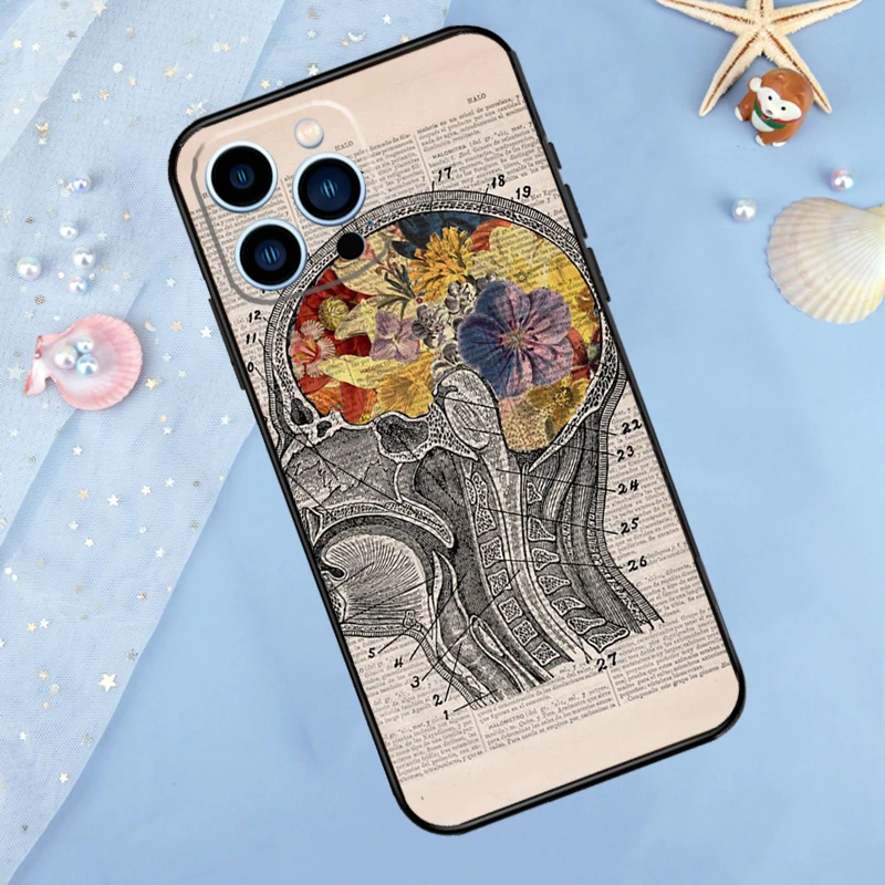 Brain Art Phone Case For iPhone 14 13 12 11 15 16 Pro Max 7 8 Plus XR X XS Max 12 13 Mini Cover Case