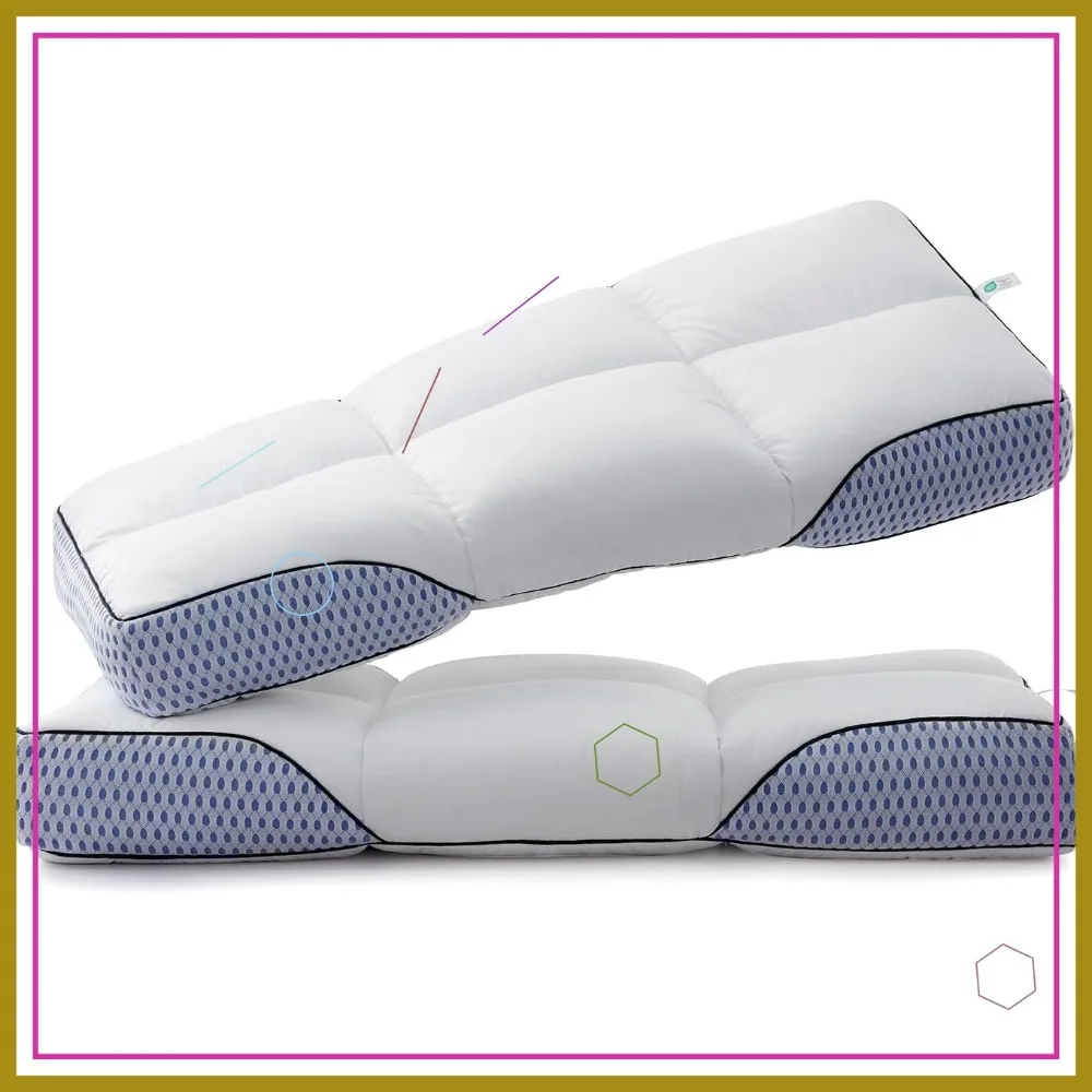 

Firm Ergonomic Pillow for Neck Pain Relief - Cooling Mesh Gusset, King Size (15x33x4), Pack of 2