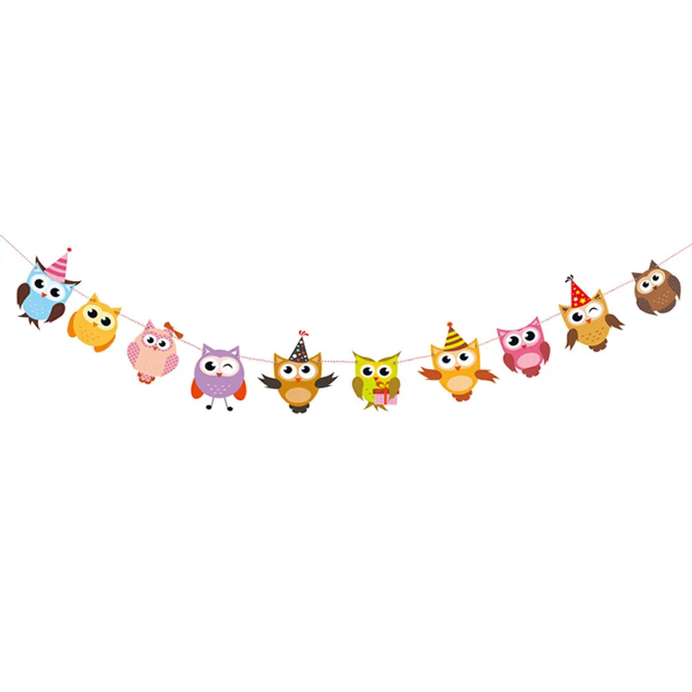 

2Pcs Owl Owl Hanging Decoration for Kids Birthday Party Room Wall Hanging Double Animal Banner Side Printing Decorations