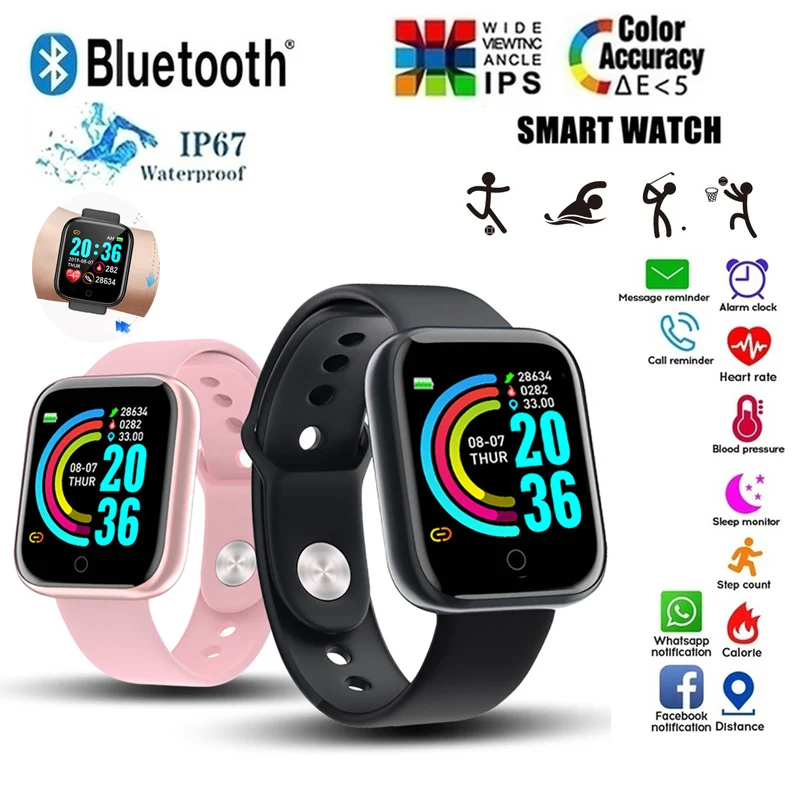 Multifunctional Smart Watch D20 Rechargeable Bluetooth Connected Phone Music Fitness Sports Bracelet Sleep Monitor Y68 Women Men