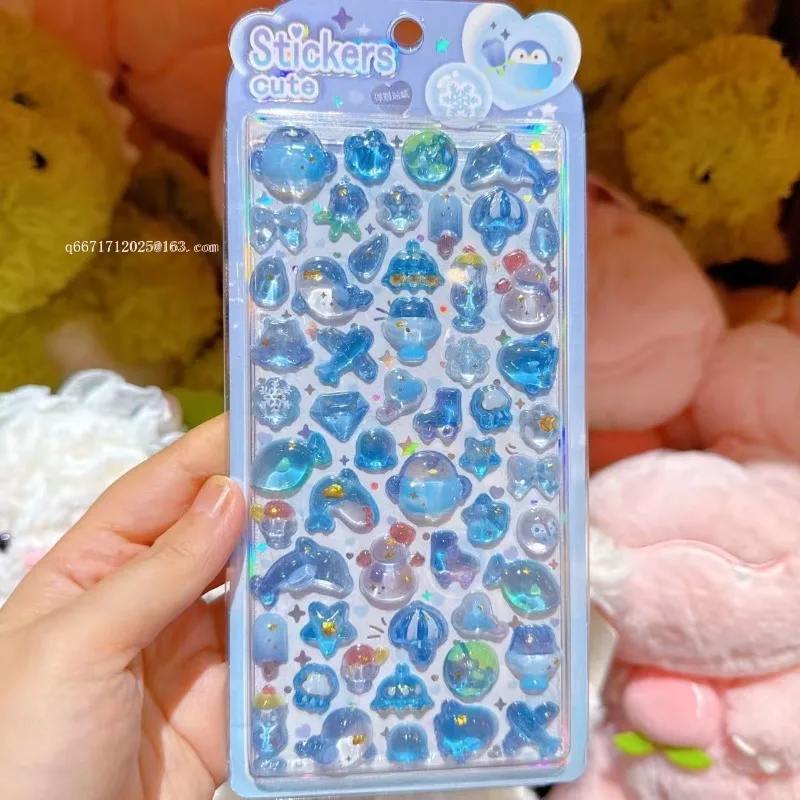 Adesivo de Cristal Tridimensional em Forma de Gota d'Água Azul para Capa de Telefone, Decoração de Câmera, DIY, Copo de Água, Computador, Presente de Aniversário para Meninas