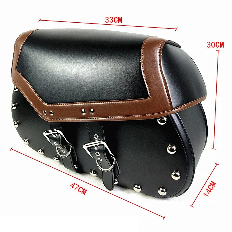 

1 Pair Universal Motorcycle PVC Leather Saddlebags Side Tool Pouch Bag Luggage Saddle Bag