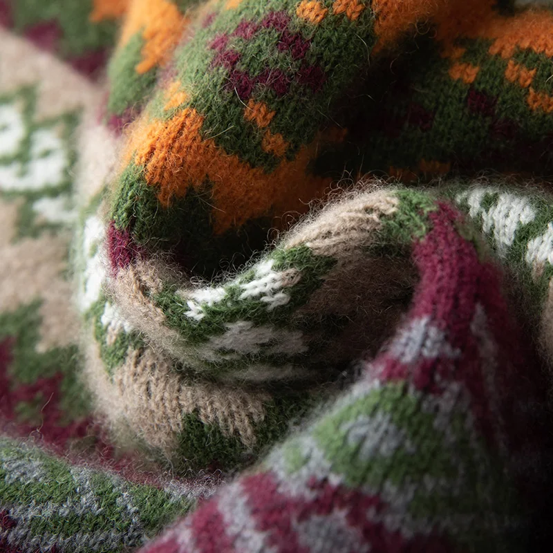 Men's Thickened Casual V-neck Jacquard Sweater Tank Top 2025 Autumn Winter Warm Trend Loose Sleeveless Pullovers Knitd Vest