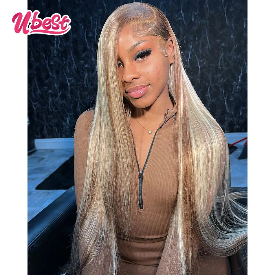 Light Brown With 613 Colored 13X6 Straight Transparent Lace Front Wigs 100％ Human Hair 180％ Density Brazilian Hair Remy Hair men