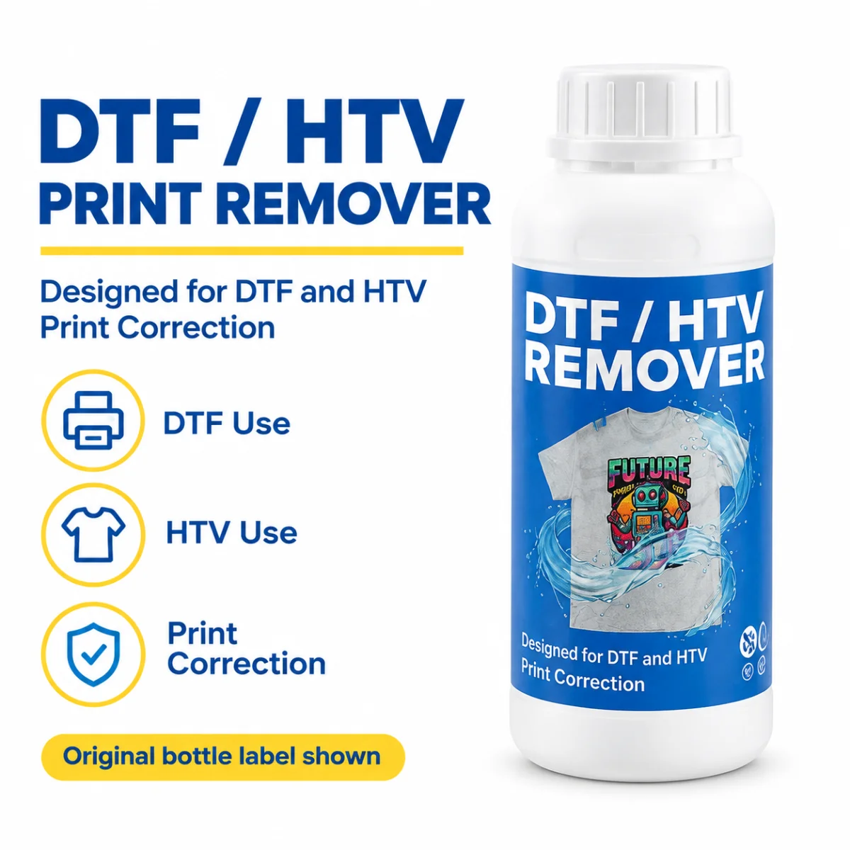 DTF HTV Heat Transfer Vinyl Remover Liquid Solution Kit, Clothes Adhesive Letter Sticker Remover for DTF Textile Shirts