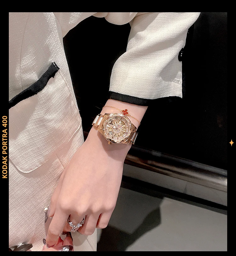 Sunflower Ceramic Watch Women's Niche Light Luxury Women's Watch Mechanical Watch, Mechanical Watch