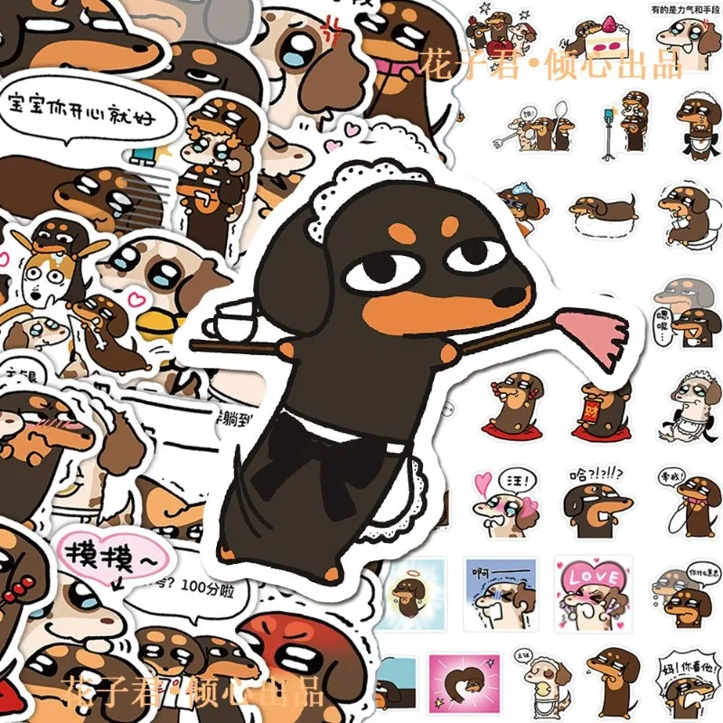 65 szt. Naklejek dekoracyjnych z motywem kreskówkowym, z motywem jamnika, kreatywne graffiti