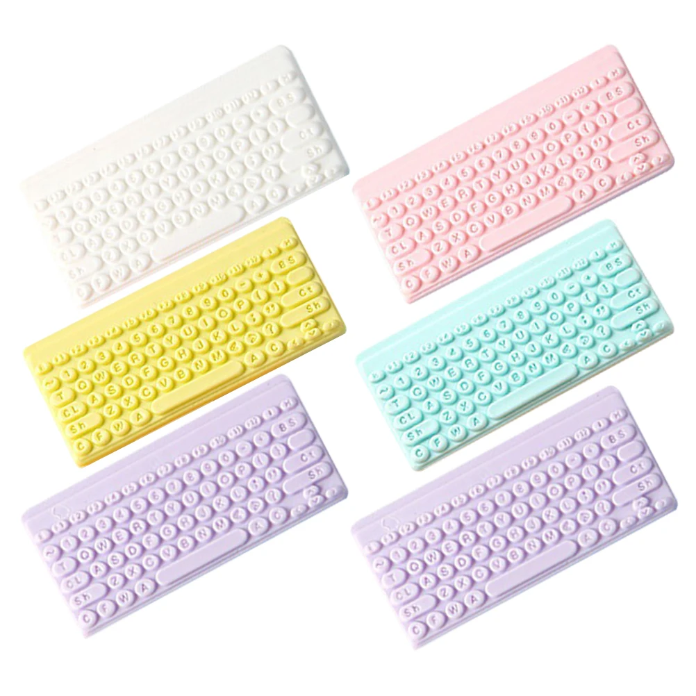 

6 Pcs Emulated Keyboard Dollhouse Decorations Mini Keychain Models Charm Ornament Charms for Crafting