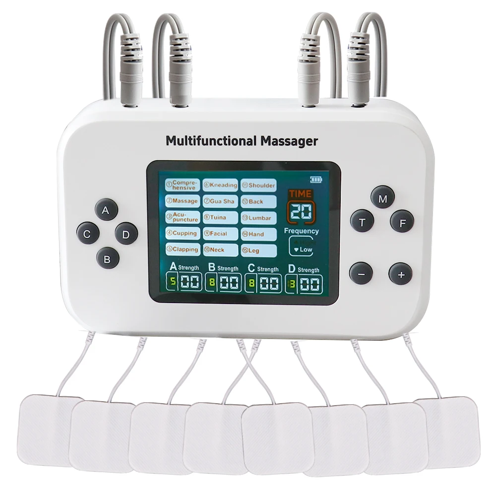 

4 Outputs 15 Modes Electric Pulse Digital Therapy TENS Physiotherapy Body Massager Acupuncture Massage EMS Muscle Stimulator
