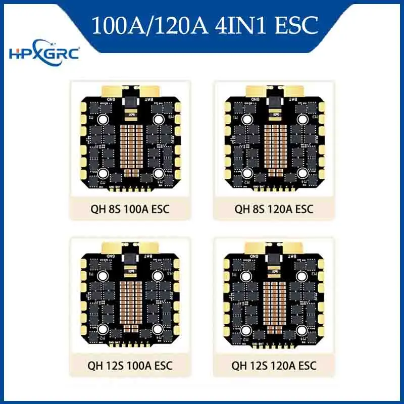 

HPXGRC 100A/120A 4IN1 ESC 3-12S DSHOT300/DSHOT600/PWM/BIDIRECTIONALDSHOT 30.5x30.5mm for FPV Racing Drone RC Parts