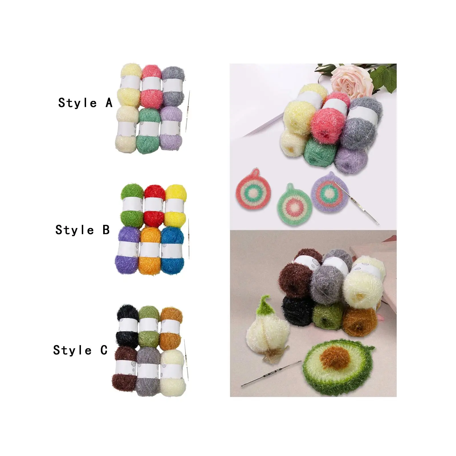 Scrubby Yarn for Dishcloths Crochet yarns Lightweight Quick Dry 6 Skeins Assorted Colors Pastel Yarn for Dishwashing Knitting