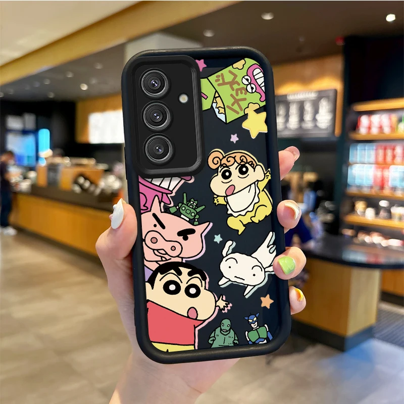 Lovely C-Crayon Shin-Chan Case For Samsung Galaxy S24 S23 S22 S21Ultra Plus S23 S21 S20 FE Case Liquid Silicone Shockproof Cover