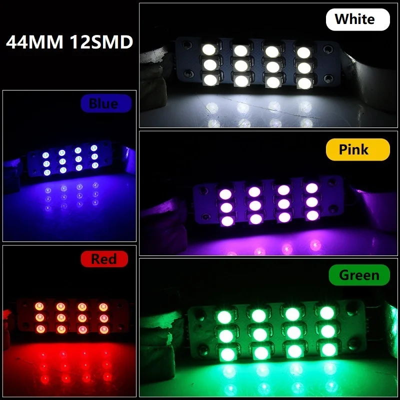 10 قطعة اكليل C5W Led السيارات حلقة صلبة 44 مللي متر قبة خريطة ضوء لمبات السيارة 12 فولت تيار مستمر 1210 561 567 562 لوحة ترخيص مصباح الأبيض الداخلية