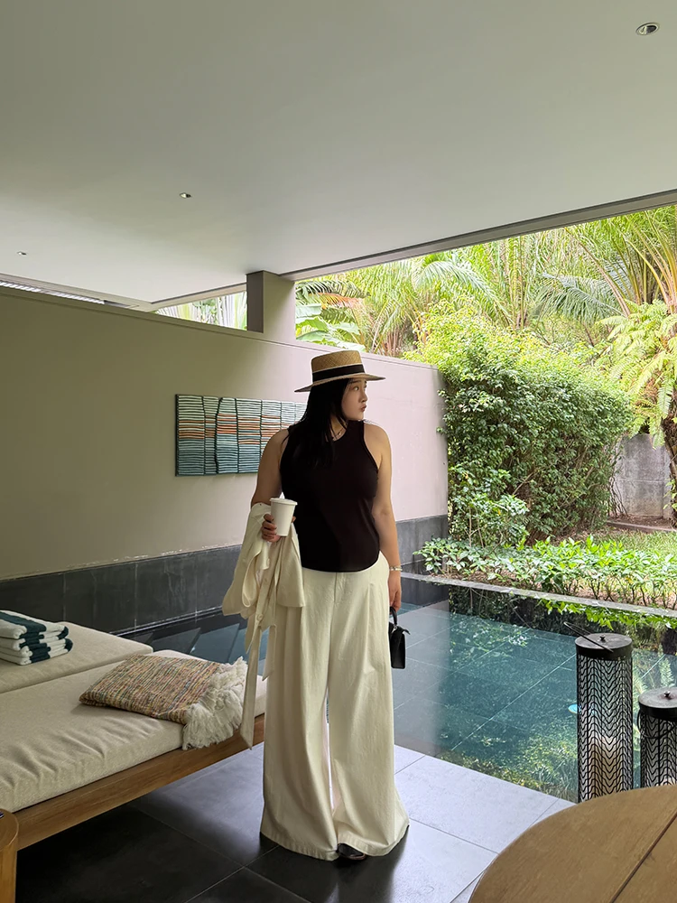 

Large Size Women's Vest Pencil XiaoXin Simple Proportional Arc Modin Hemline Slimming Effect No Sve round Ne Design