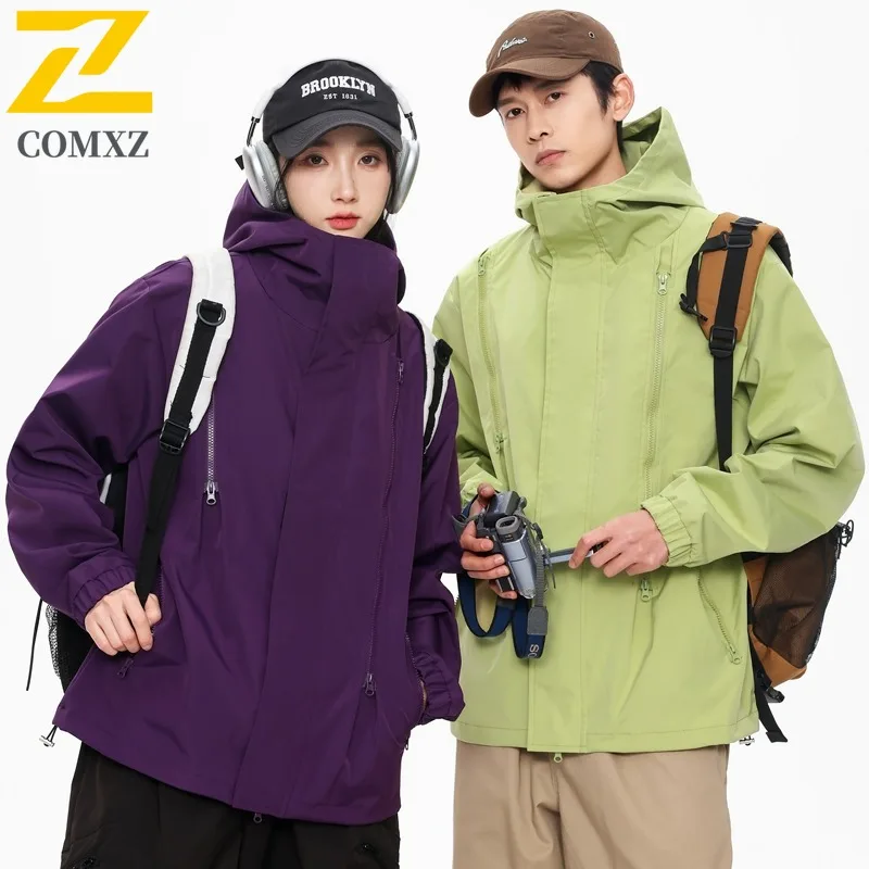 

COMXZ Unisex Jacket Hooded Outdoor Camping Lightweight Coats Adventure Wear Resistant Lightweight Autumn Motorcycle Coat