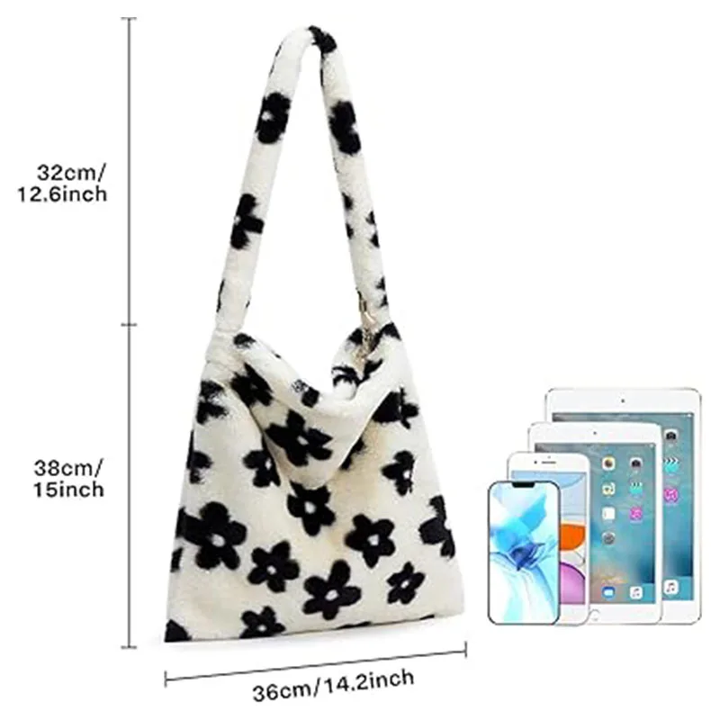 SVN1 Tote Bag Large Fuzzy Cute Plush Zipper Women Girl borsa a tracolla in pelliccia sintetica per l'autunno e l'inverno