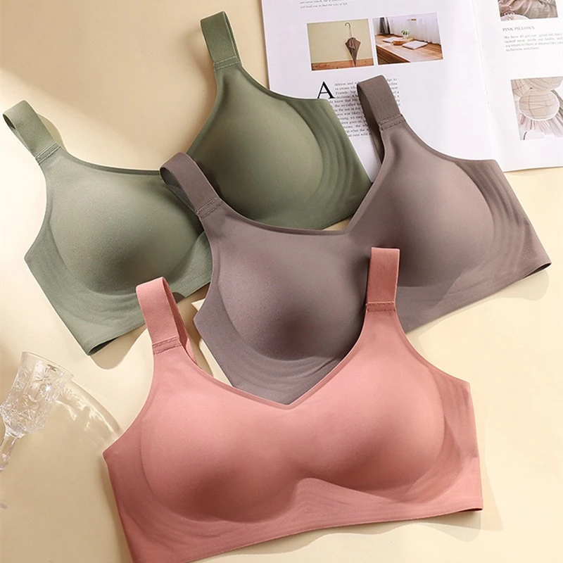 Large Size Seamless Underwear For Women With Small Breasts, No Rims, Breast Reduction, Sports Yoga Vest, Soft Support Bra