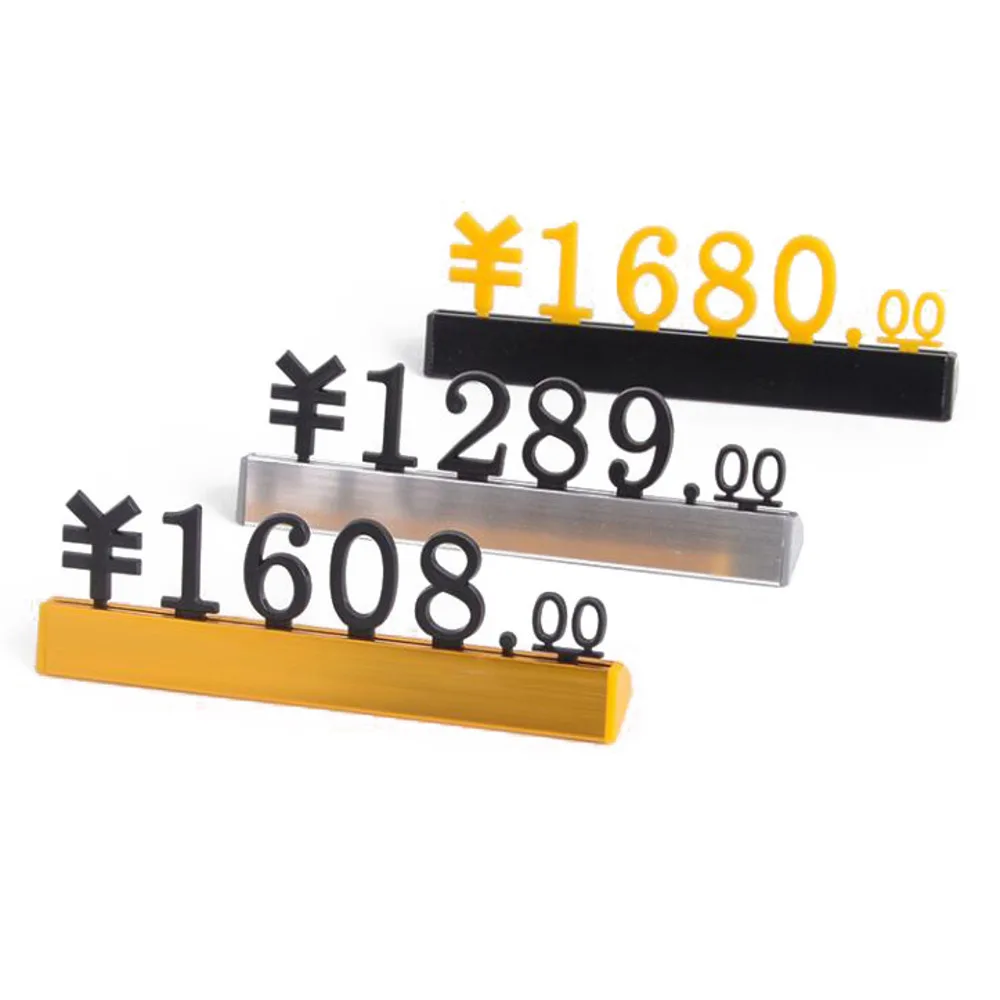 Luxury 3d Metal Adjustable RMB Currency Tag Callouts Display Euro Price Number Cubes Assembly Label Blocks