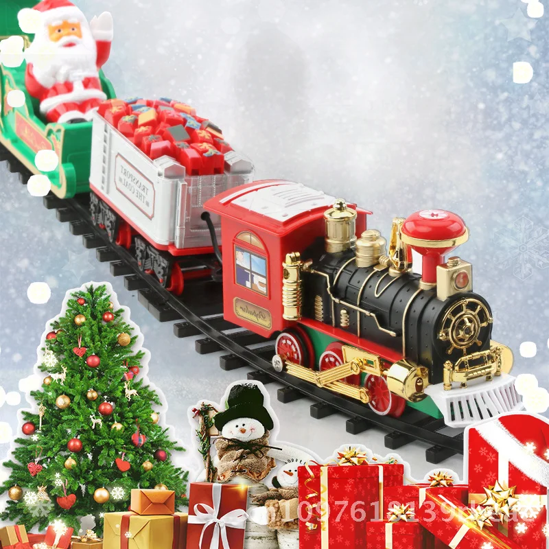 Jouet de Train d'arbre de noël électrique, son et lumière, Version suspendue, voiture sur Rail, cadeau populaire pour enfants, modèle en plastique dans une boîte de couleur