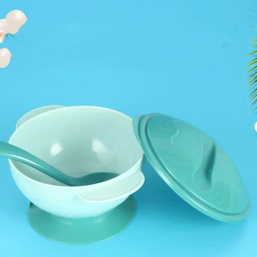 2Sets Baby Tableware Set Suction Cup Bowls with Spoon Complementary Food Bowl for Infants Non Slip Strong Sucker Dust Proof