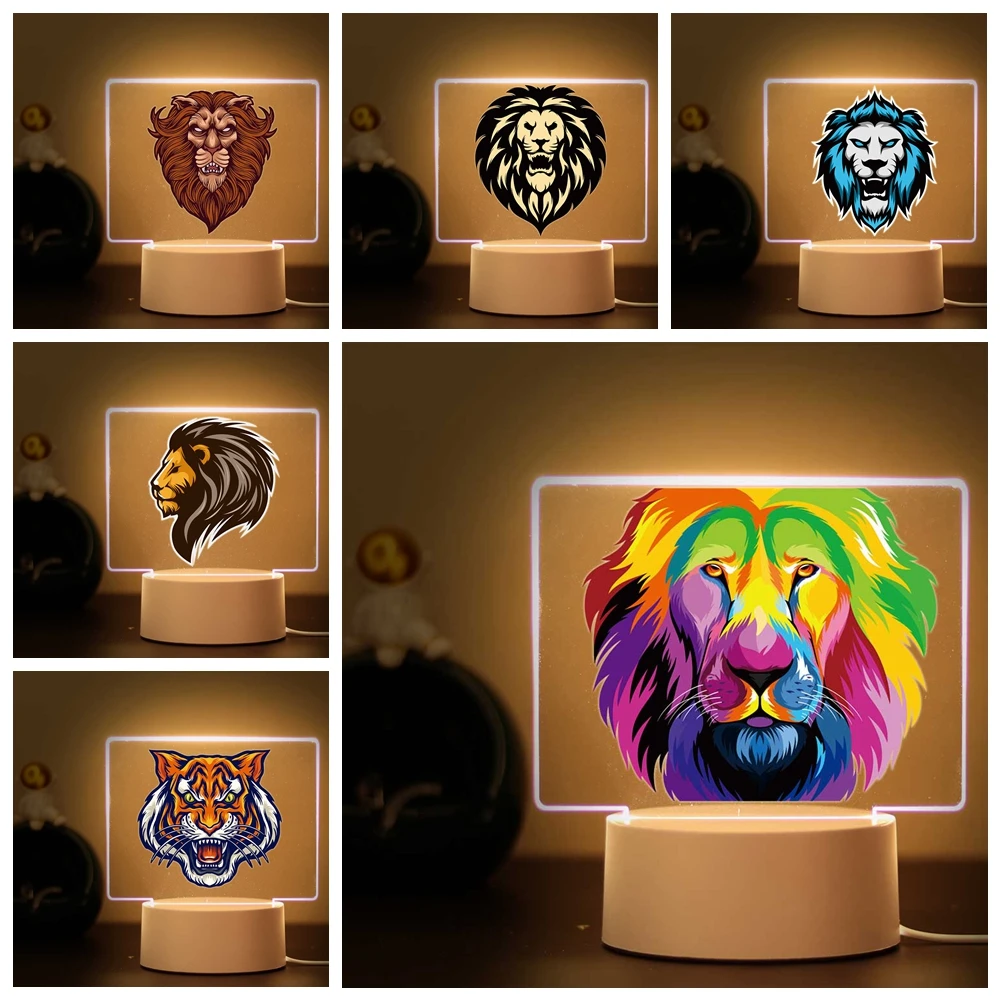 

1 pc cute Modern Tiger Led Night Light For Home Room Decoration Nightlight Bedside Rechargeable Night Lights Children'S Gift