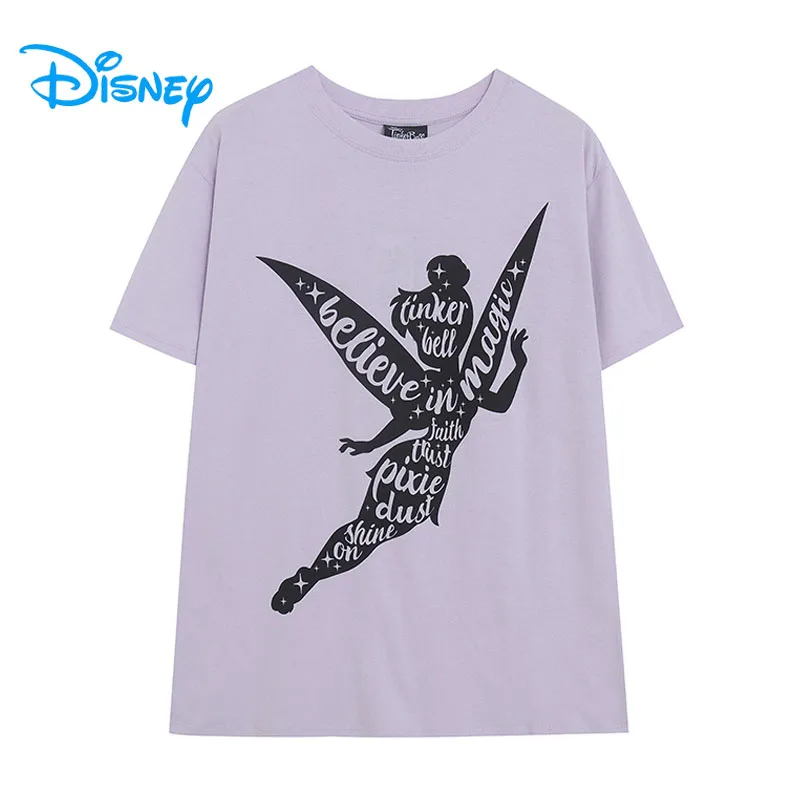 

Disney Tinker Bell Cartoon T Shirt Women O Neck Short Sleeve Tshirt Tops Female Casual TinkerBell Tee Summer Streetwear Femme