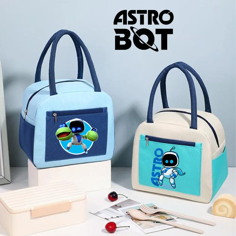 Astro Bot Cartoon Lunch Bag Boy Portable Insulated Thermal Heat Children's Bento Bag Picnic Tote School Food Box Cooler Ice Pack