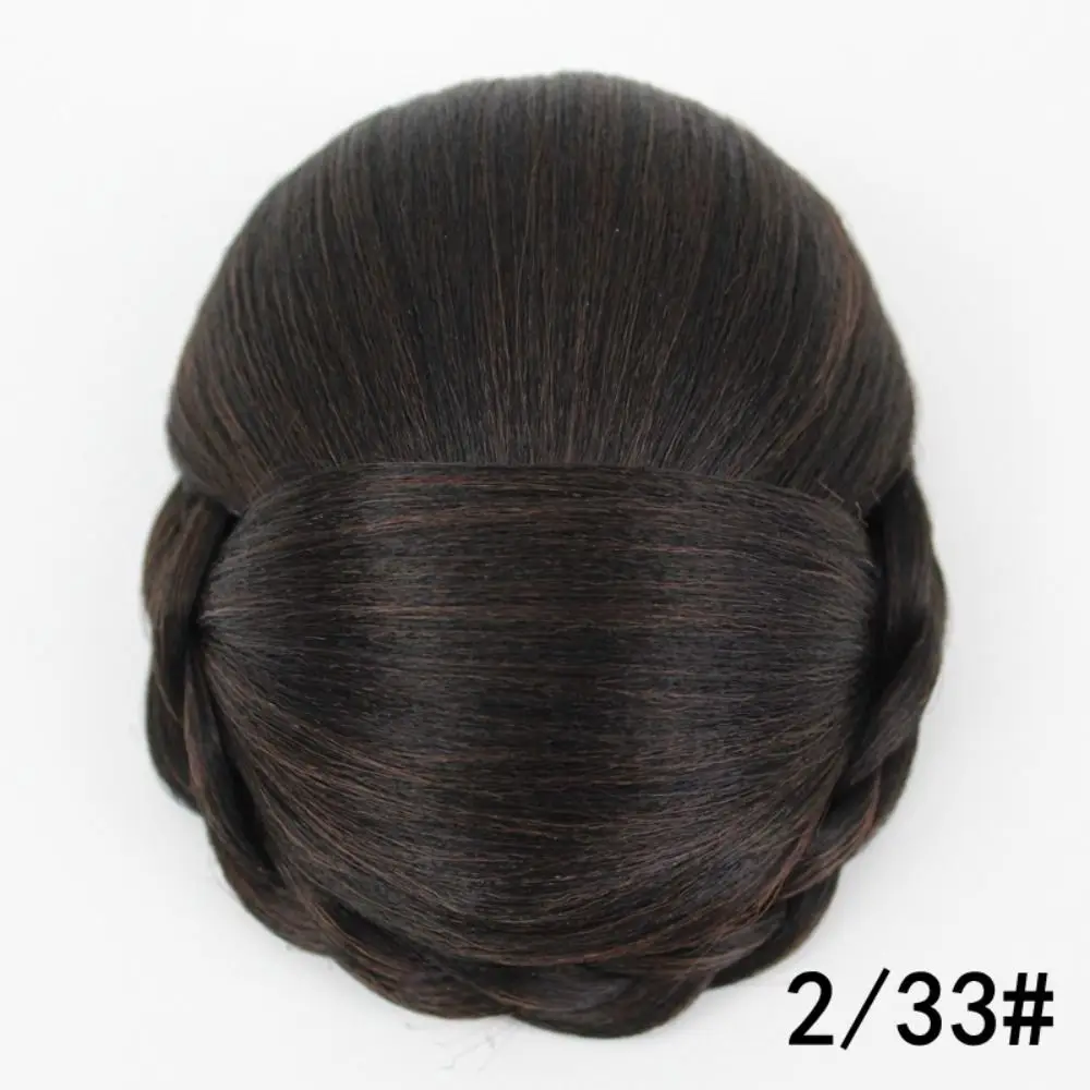 Kadın kızlar düz saç aksesuarları sentetik örgülü Chignon Hanfu saç Chignon gelin Hairpiece sahte saç Bun