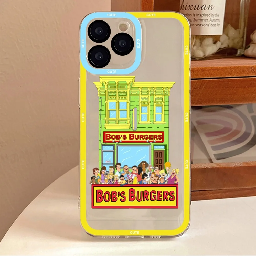 Cartoon Burgers Bobs  Phone Case For iPhone 11 12 Mini 13 14 Pro Max Transparent Shell