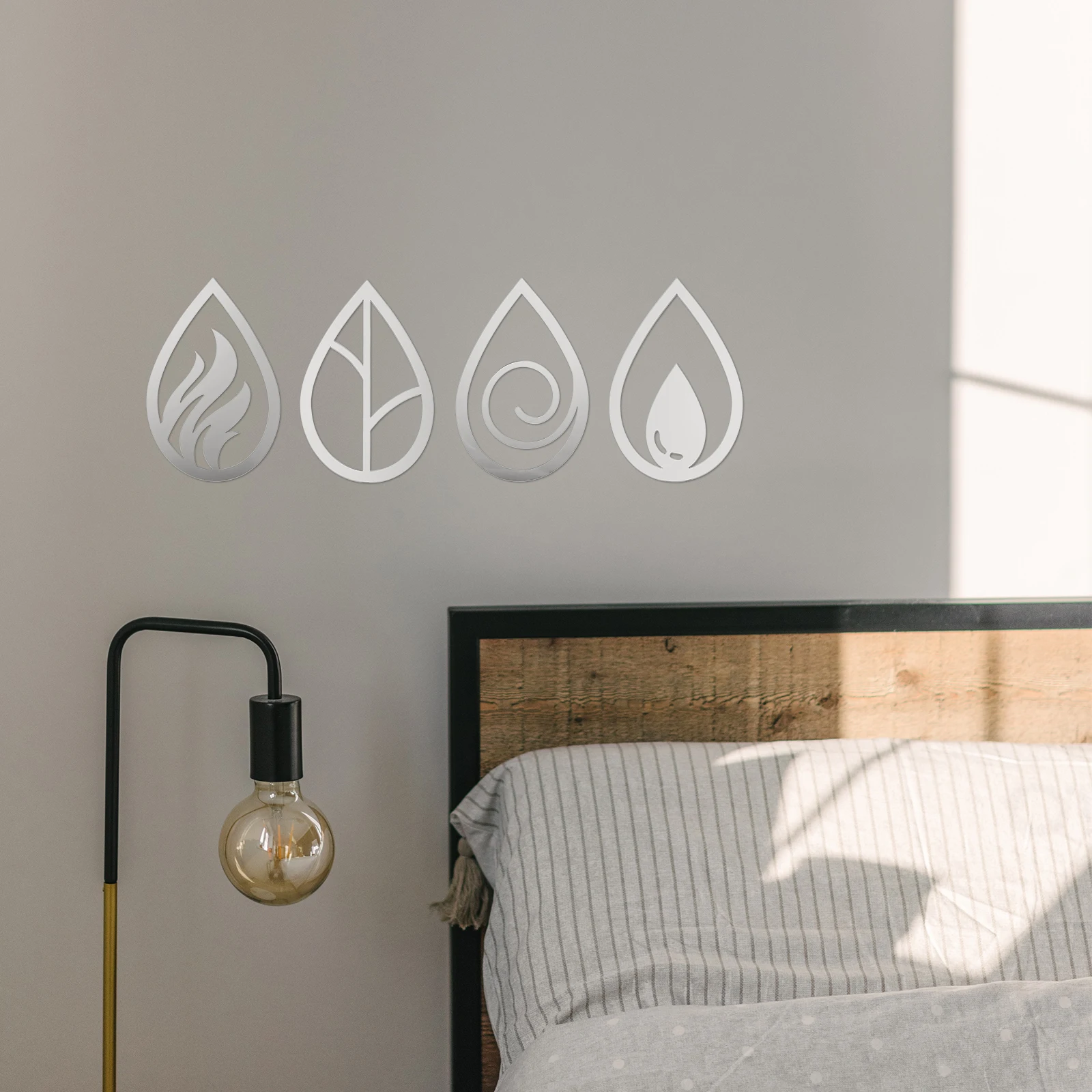 

4pcs Water Drop Design Acrylic Wall Self-Adhesive Decorative Decal Bedroom Living Room Home Office Decor Exquisite Adhesive Wall