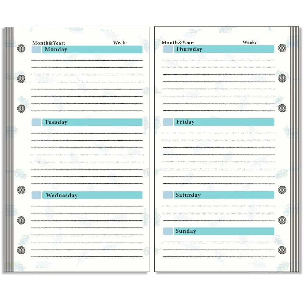 

Внутренние листы для органайзера-планировщика A6, сменные, для спирального переплета, для управления временем и бюджета