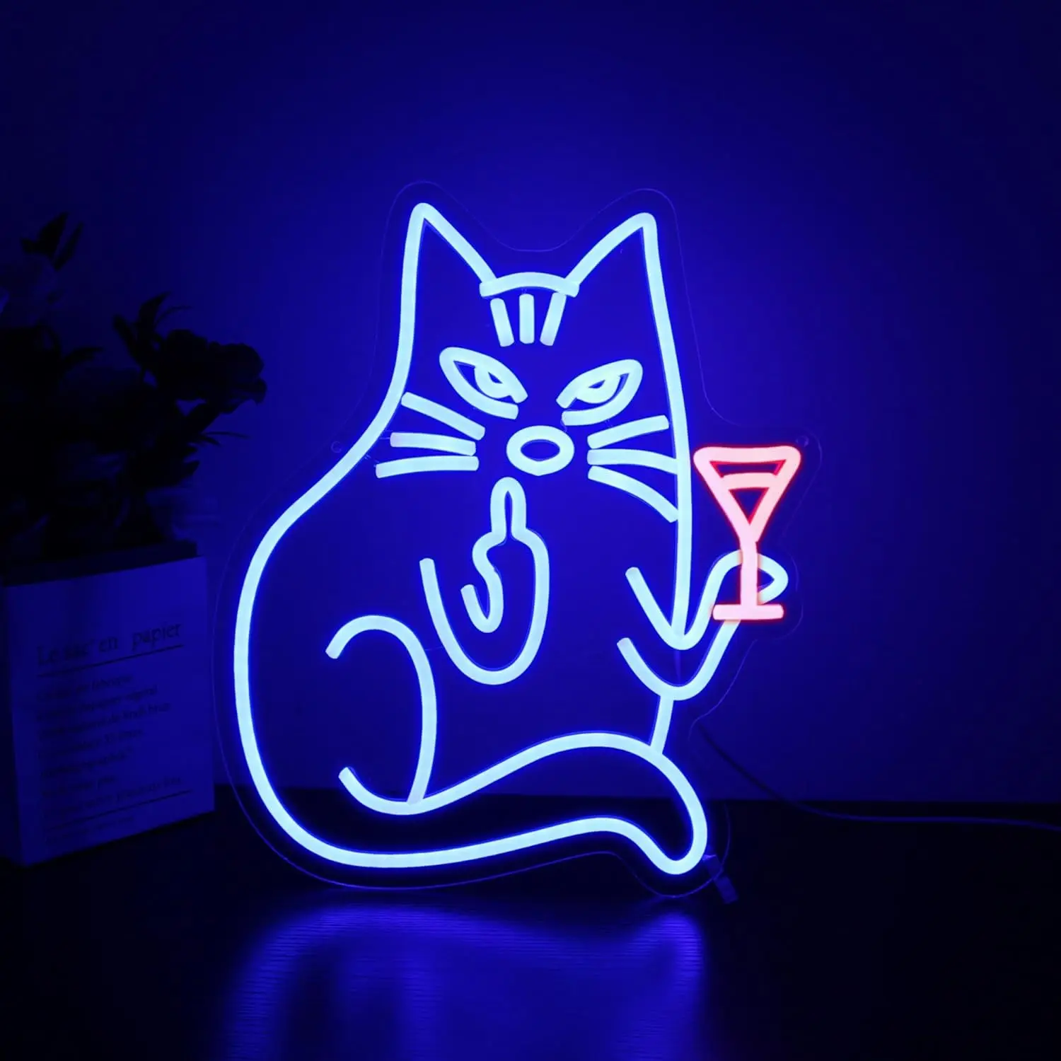 

Неоновая вывеска «Синяя кошка» – светодиодный светильник USB для декора стен спальни, забавный анималистический дизайн для вечеринок и дома, подарок с мягким свечением