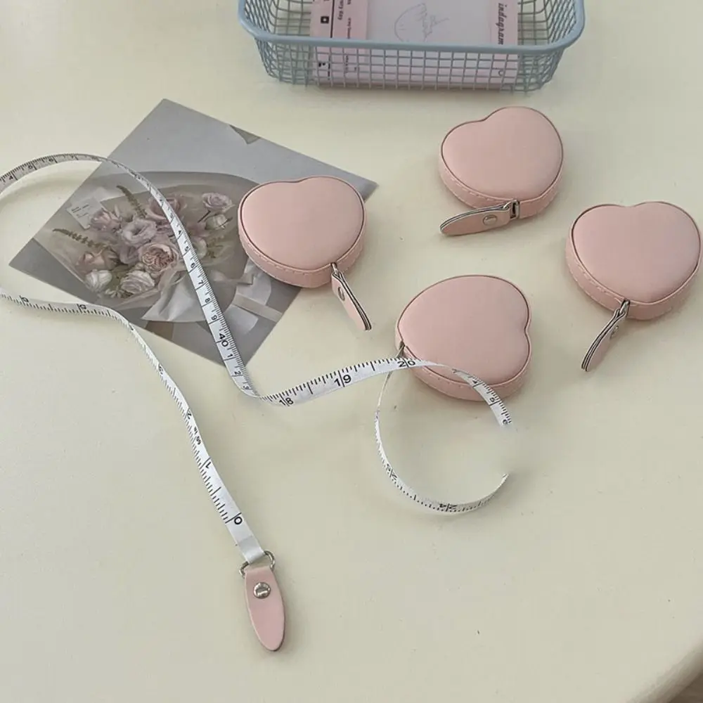 Cute Heart Shape Tape Measure Portable Soft Leather Flexible Ruler Pink Wear Resistant Measuring Tape Home