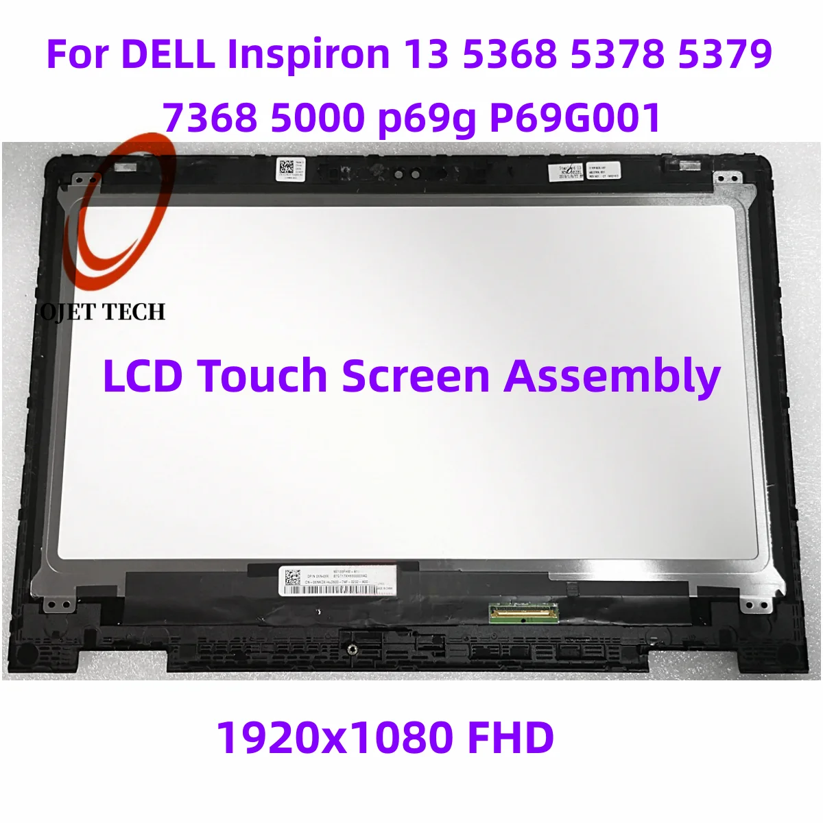 Imagem -01 - Lcd Touch Screen Digitador Painel de Montagem Dell Inspiron 13 5368 5378 5379 7368 5000 P69g P69g001 Display Laptop Matrix 133