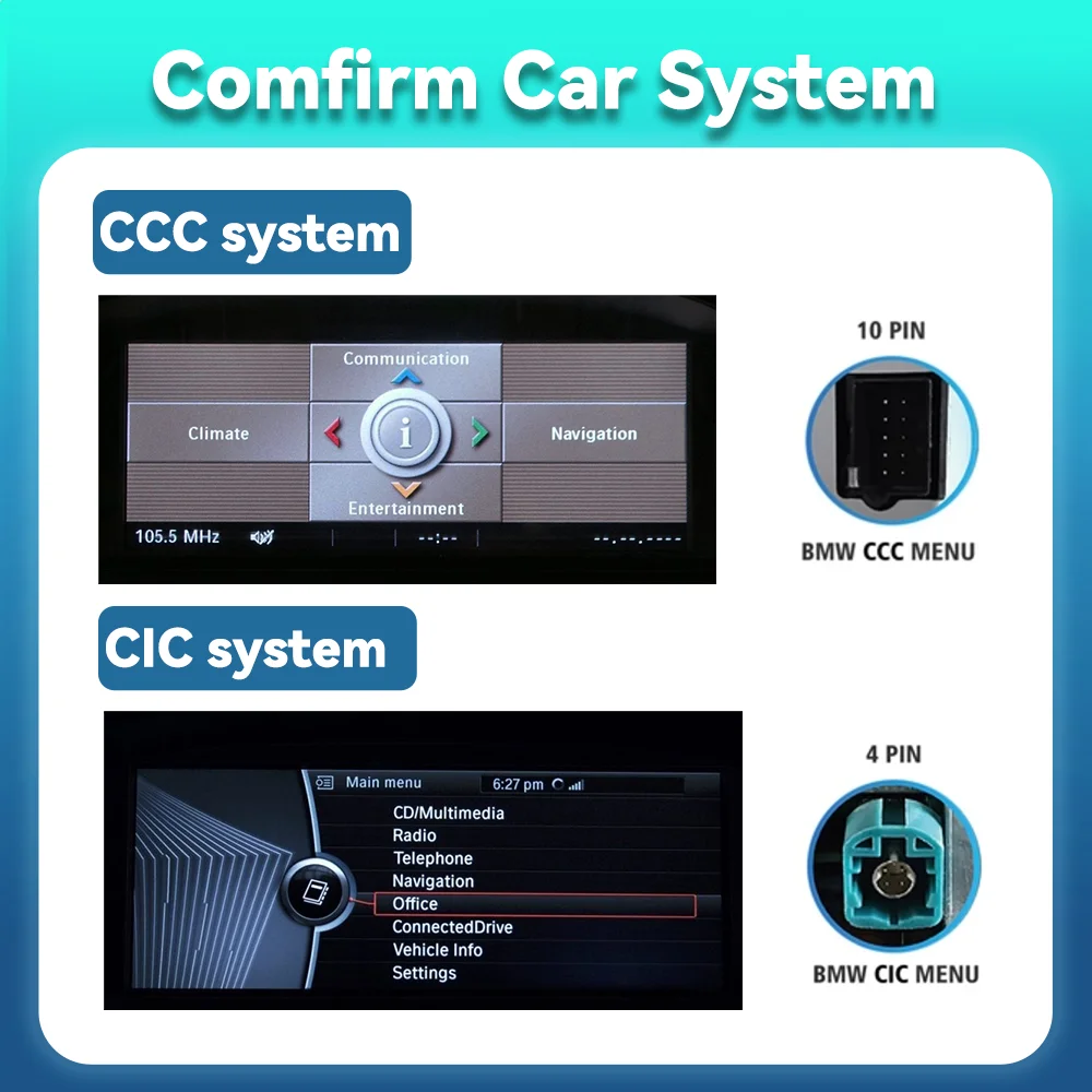 BONROAD 10.25 inch Wireless CarPlay Android Auto With Youtube Airplay Android Auto Linux Car Radio Monitor For BMW X5 X6 E70 E71 CCC CIC System GPS Navigation Multimedia Display Car Stereo Touch Screen