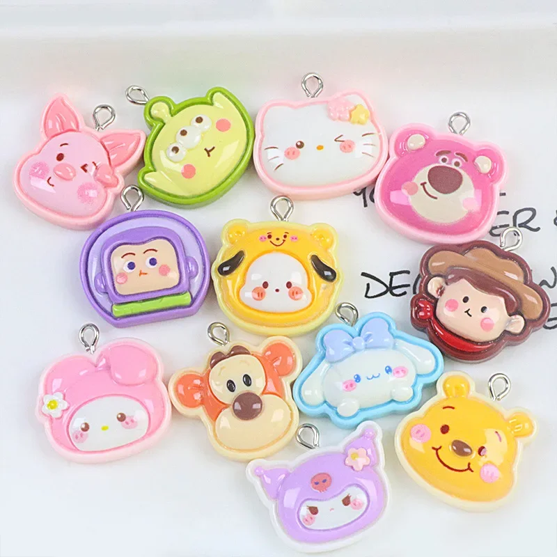 

10PCS DIY Jewelry Resin Bright Face Cartoon Image Homemade Earrings Keychain Small Pendant Accessories Handmade Materials