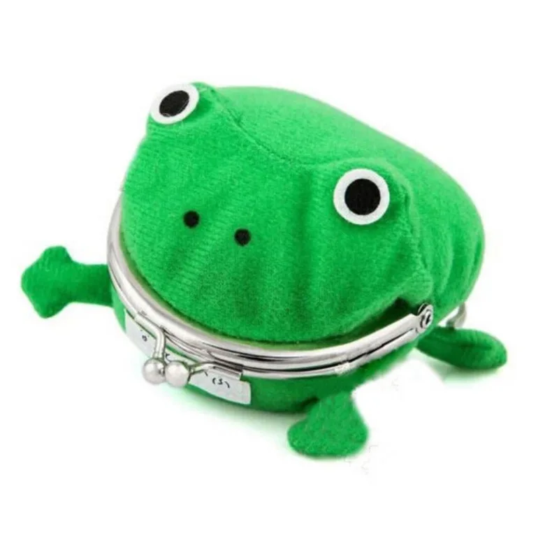 Japanese Cartoon Green Frog Soft Plush Coin Bags Wallet Money Organizer Cosplay Props Frog Wallet for Children‘s Gifts