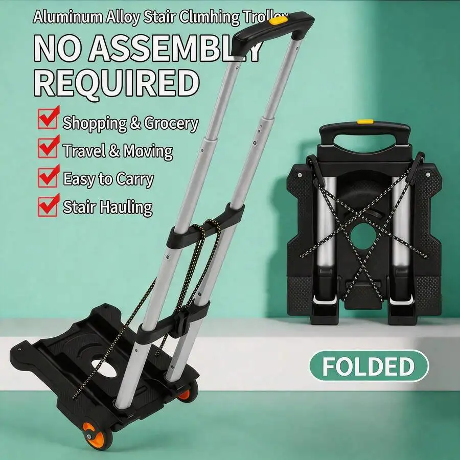 Heavy-Duty Stair-Climbing Handcart, With A Maximum Load Capacity Of 680 Lbs, This Foldable, Multi-Functional Flatbed Pallet Truc