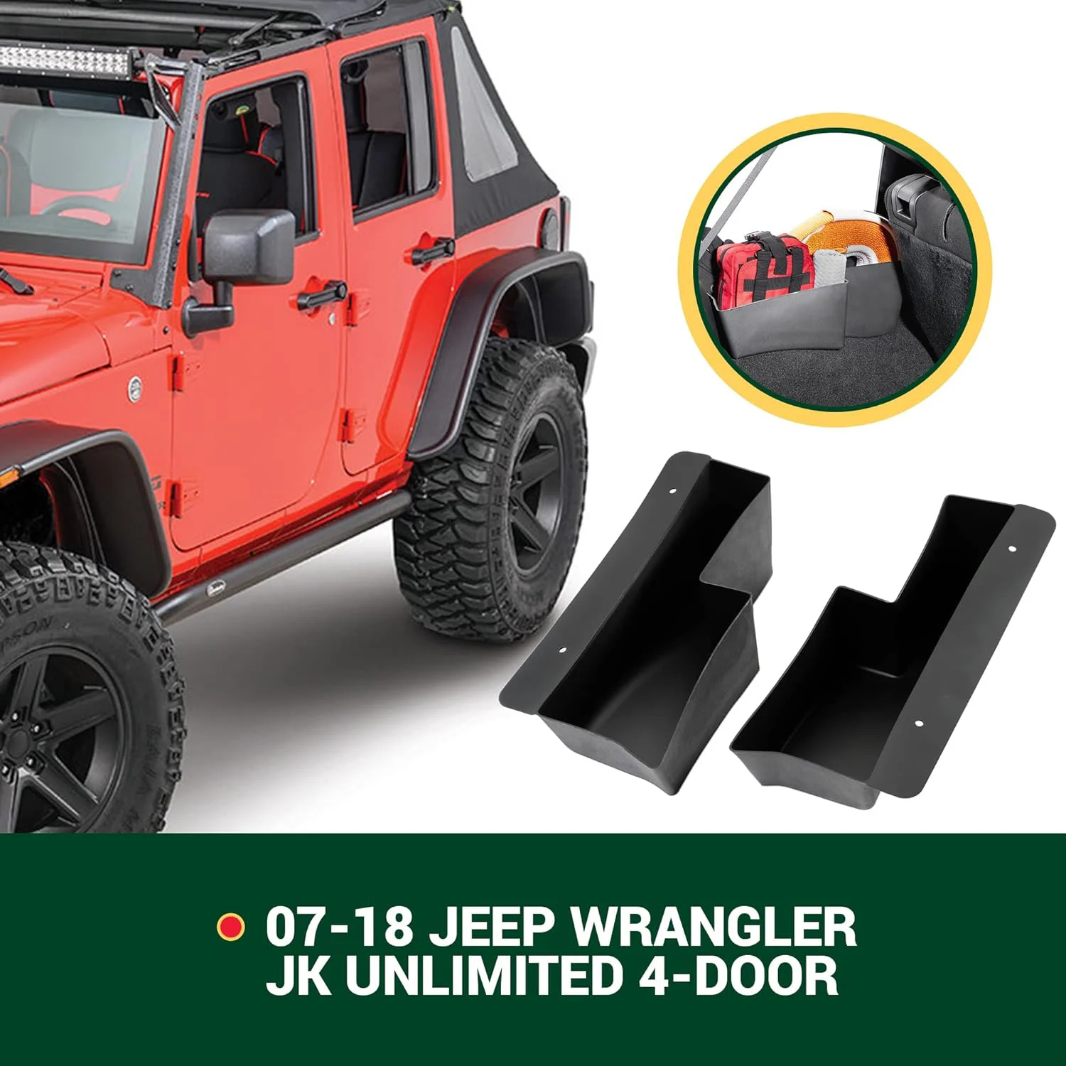 Car Rear Trunk Side Storage Box Tray for Jeep Wrangler JK 2007-2017 Left Right Interior Wheel Cargo Container Bin