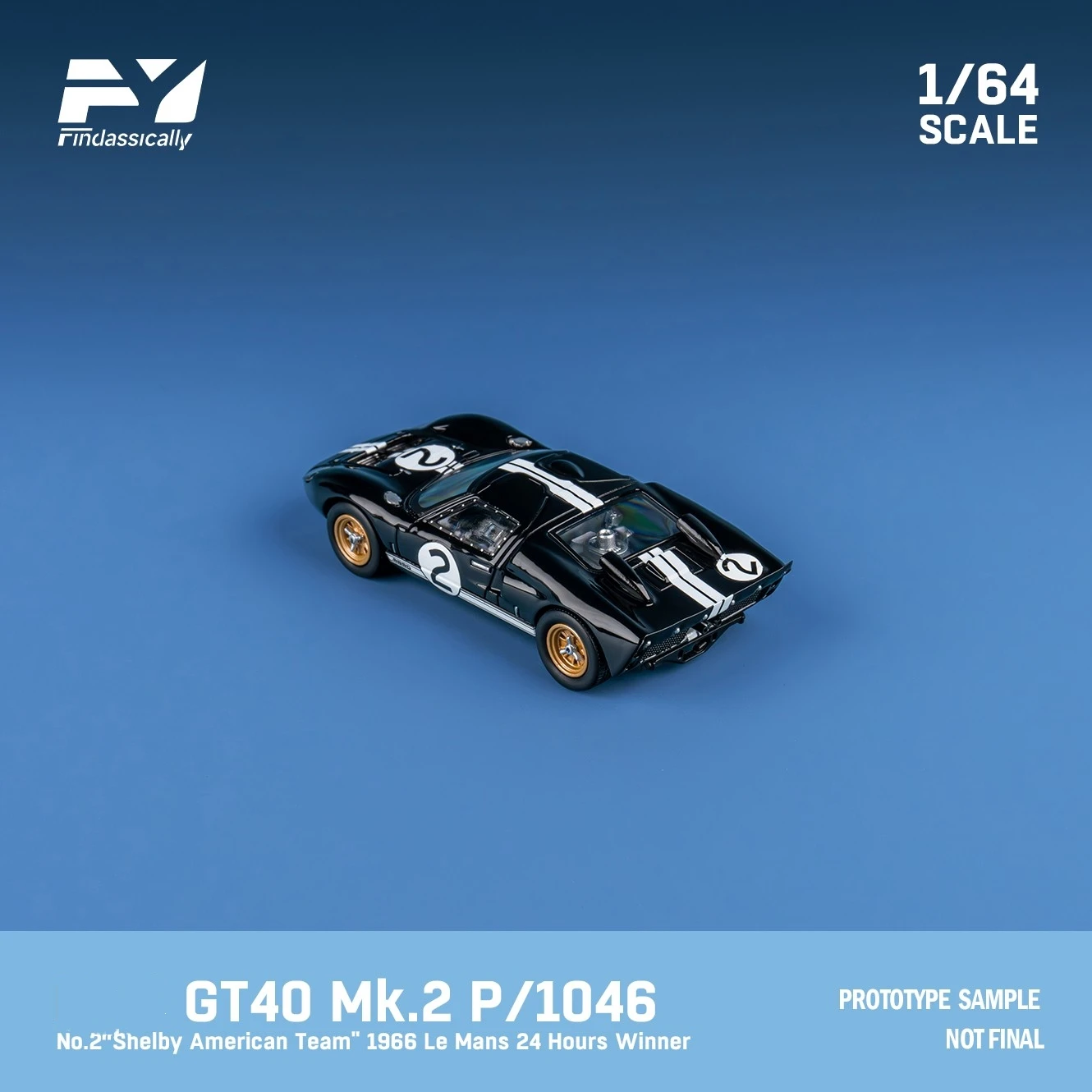 Findclassically FY 1:64 GT40 MK II Schwarz 2 #   Farbdruckguss-Modellauto