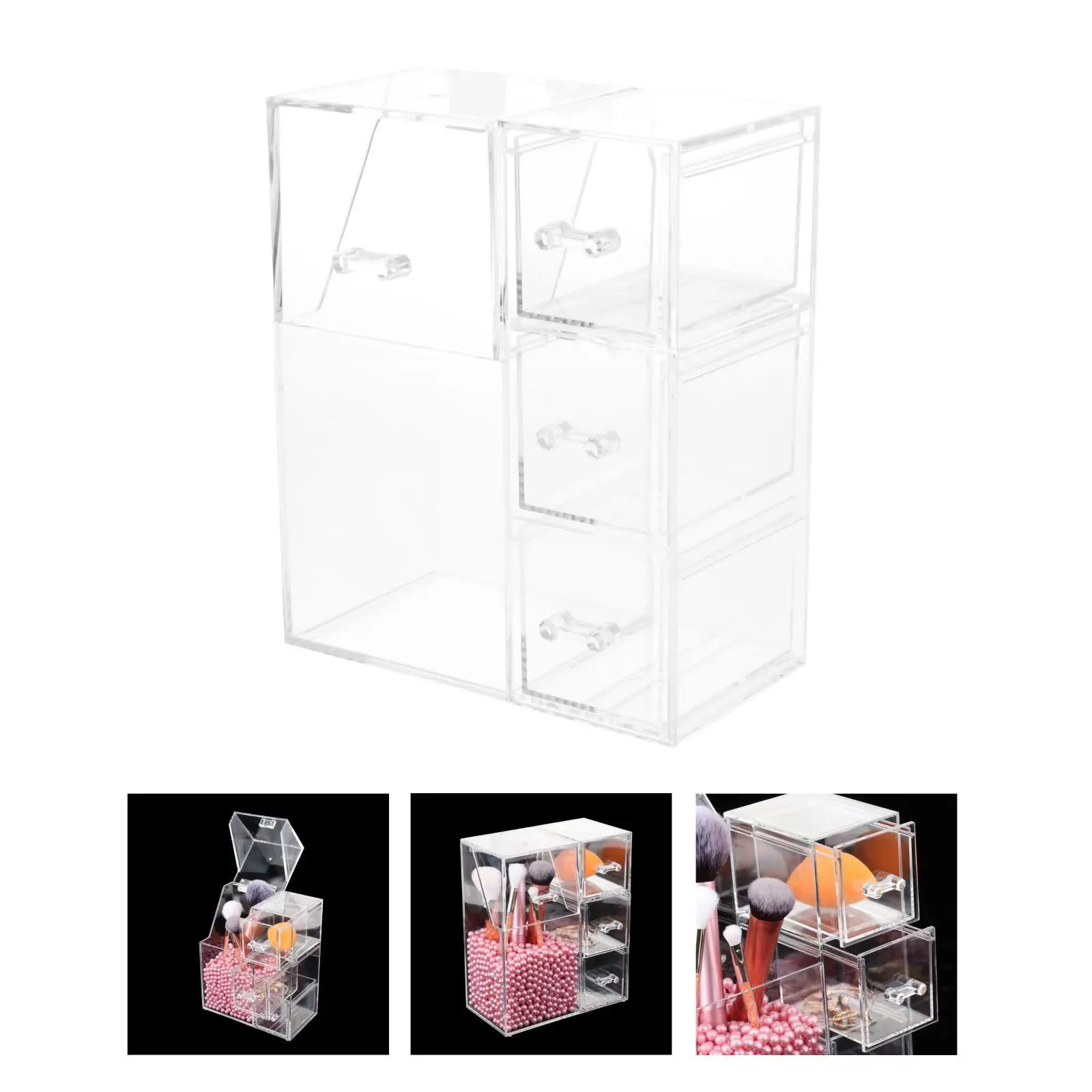 Waterproof Clear Makeup Brush Holder Make Up Brushes Storage Case with lid