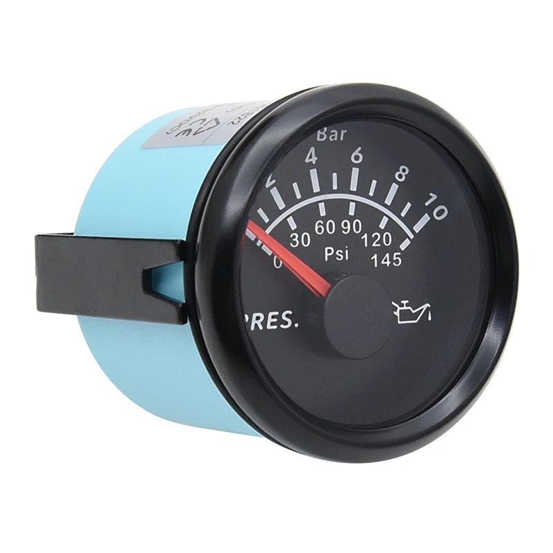 

52mm Oil Pressure Gauge 0-10bar 0-145psi Oil Pressure Gauge for Truck Boat Marine Car Universal12V24V