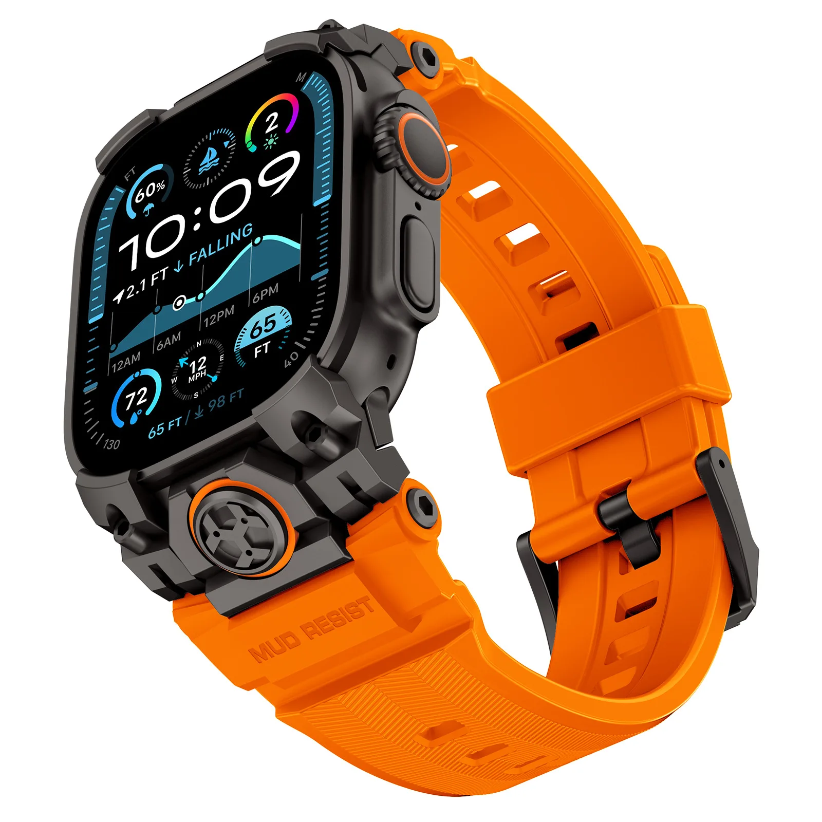 Sport Silicone Strap for Apple Watch Ultra 2 3 49mm Stainless Steel Correa Tactical Bracelet All-in-one Protection Rugged Band