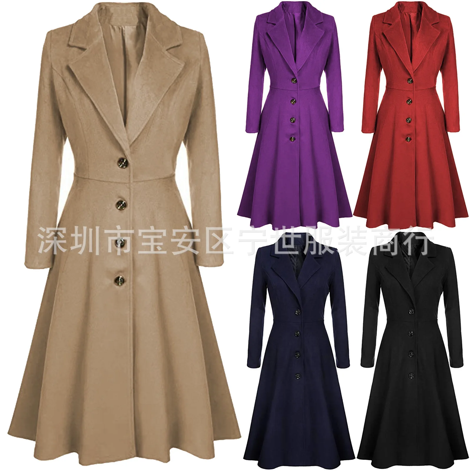 Slimming Topcoat Multipocketed Woolen Trench Coat Midlength Workwear Commuter Coat Luxurious Single Breasted Overcoat