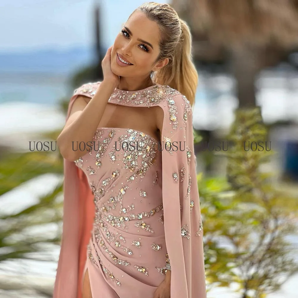 Robe de Soirée de Forme Sirène pour Femme, Tenue de Bal de Luxe, Rose Rond, Clip Kly, Fente Haute, Sans Bretelles, Sexy, 2022